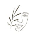 Abstract silhouette of a woman`s face with floral elements in a modern minimalist style, drawn with a line. Vector illustrations Royalty Free Stock Photo