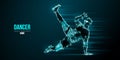 Abstract silhouette of a young hip-hop dancer, breake dancing man isolated on black background. Vector illustration Royalty Free Stock Photo