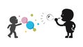 Abstract Silhouettes of Kids with Colorful Bubbles, Joyful Play, vector design Generative AI Royalty Free Stock Photo