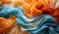 Abstract silk fashion vibrant colors, smooth curves, elegant wave patterns generated by AI