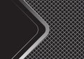 Abstract silver arrow curve with black blank space overlap on grey metal square mesh design modern futuristic background vector Royalty Free Stock Photo