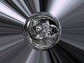 Abstract silver background with lines and with ball in the middle Royalty Free Stock Photo