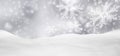 Abstract Silver Background Panorama Winter Landscape with Falling Snowflakes Royalty Free Stock Photo
