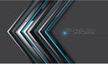 Abstract silver black circuit blue cyber arrow direction geometric on grey design modern futuristic technology background vector Royalty Free Stock Photo