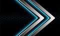 Abstract silver blue light neon arrow direction geometric on dark hexagon mesh design modern luxury futuristic technology Royalty Free Stock Photo