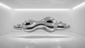 Abstract Silver Cloud Sculpture Floating in a White Minimalist Gallery Space 135750 Royalty Free Stock Photo