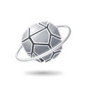 Abstract Silver Globe with Ring Illustration on a Clean White Background Royalty Free Stock Photo