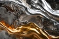 Abstract Silver and Gold Metallic Paint Flow. An abstract image showcasing the dynamic flow and blending of silver and