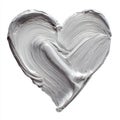 Silver Heart Shape Textured Paint Stroke Isolated On White Background Royalty Free Stock Photo