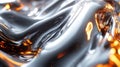 Abstract Silver Liquid with Orange Glows Royalty Free Stock Photo