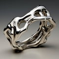 Abstract Silver Ring With Melting And Constructivist Roots