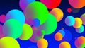 Abstract simple background with beautiful multi-colored circles or balls in flat style like paint bubbles in water. 3d Royalty Free Stock Photo