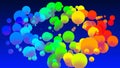 Abstract simple background with beautiful multi-colored circles or balls in flat style like paint bubbles in water. 3d Royalty Free Stock Photo