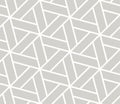 Abstract simple geometric vector seamless pattern with white line triangular texture on grey background. Light gray