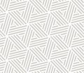 Abstract simple geometric vector seamless pattern with white line triangular texture on grey background. Light gray