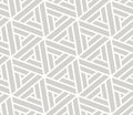 Abstract simple geometric vector seamless pattern with white line triangular texture on grey background. Light gray