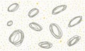 Abstract Simple Pattern with Hand Drawn Dots and Circles. Grey irregular Circlets on the Polka Dots background.