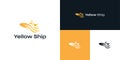 Abstract and Simple Ship Logo Design in Yellow Gradient