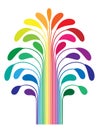 Abstract simple stylized tree rainbow color