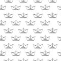 Abstract simple vector seamless pattern background with paper origami ships. Royalty Free Stock Photo