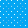 Abstract simple white polka dot fabric print Geometric seamless pattern on a blue background Royalty Free Stock Photo