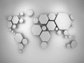 Abstract simplified world map made of hexagons Royalty Free Stock Photo