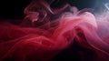 abstract a single line of crimson smoke elegantly dancing against a dark backdrop. AI-Generated
