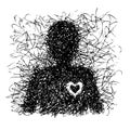 Abstract single man with heart