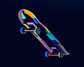 Abstract skateboard from multicolored paints. Colored drawing