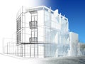 Abstract sketch design of exterior building Royalty Free Stock Photo