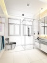 Abstract sketch design of interior bathroom