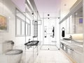 Abstract sketch design of interior bathroom