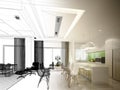 Abstract sketch design of interior dining and kitchen room ,3d Royalty Free Stock Photo