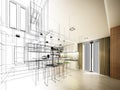 Abstract sketch design of interior kitchen Royalty Free Stock Photo