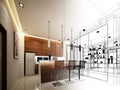 Abstract sketch design of interior kitchen Royalty Free Stock Photo