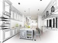 Abstract sketch design of interior kitchen Royalty Free Stock Photo