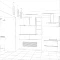 Abstract sketch design interior kitchen Royalty Free Stock Photo