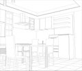 Abstract sketch design interior kitchen Royalty Free Stock Photo