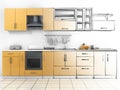 Abstract sketch design of interior kitchen. Royalty Free Stock Photo