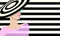 Abstract sketch women in striped hat