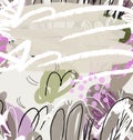 Abstract sketched garden trees gray and purple