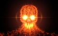 Abstract Skull From Fire, Light Particles On Dark Background. Vector Illustration.