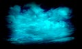 Abstract Sky Blue Smoke In Dark Black Background.Smoke background. Royalty Free Stock Photo