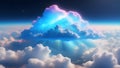 Abstract sky and cloudscape background with bright sunlight piercing through the blue and cloudy Royalty Free Stock Photo