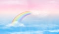 Abstract sky with color clouds. Sun and clouds background with a soft pastel color. Fantasy magical landscape background