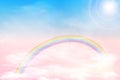 Abstract sky with color clouds. Sun and clouds background with a soft pastel color. Fantasy magical landscape background Royalty Free Stock Photo