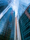 Abstract skyscrapers, multi exposure of city offices. Royalty Free Stock Photo