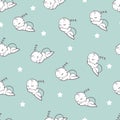 Abstract Sleeping Babies Vector Doodle Seamless Pattern