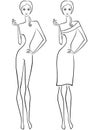 Abstract slender women two outlines