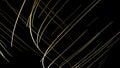 Abstract slowly moving narrow light streaks isolated on a black background. Motion. Intertwined bending colorful lines. Royalty Free Stock Photo